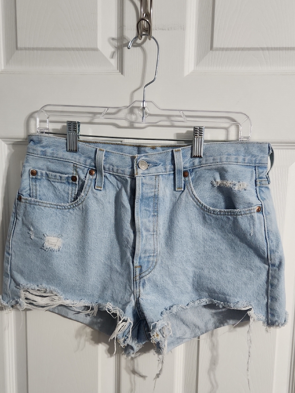 Levi's 501 High-rise Distressed Button Fly Shorts Sz.29